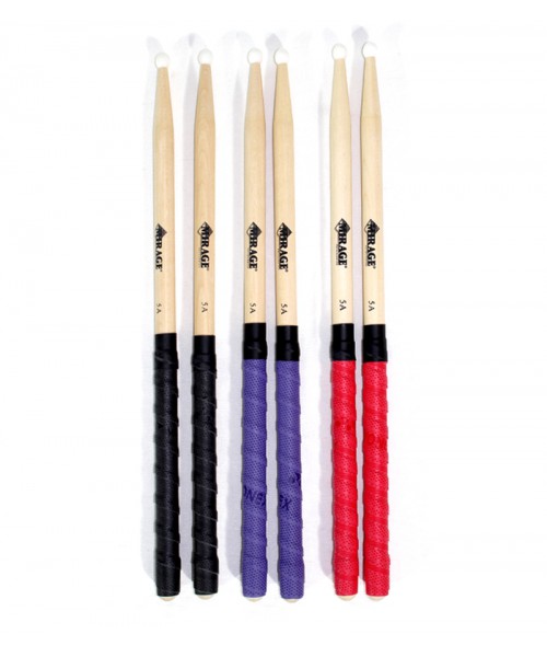 BAQUETAS 5A PUNTA DE NYLON (TELA NEGRA, ROJA, AZUL)
