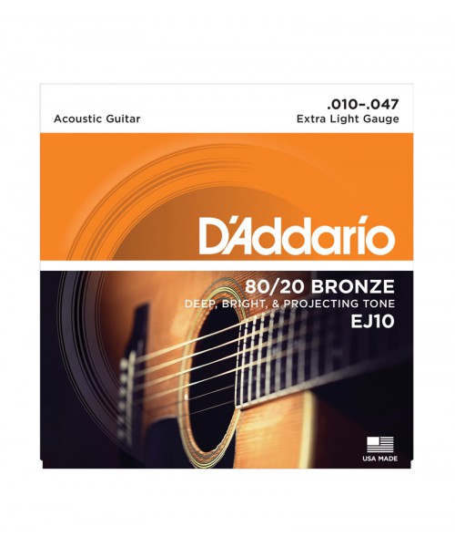 JUEGO DE CUERDAS DE BRONCE .010-.047 PARA GUITARRA ACUSTICA
