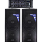 COMBO DE AMPLIFICADOR + 2 BOCINAS DOBLE 15' + MIC. Y CABLE