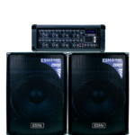 COMBO DE AMPLIFICADOR CON USB, FM, SD, MP3 + 2 BOCINAS 15" + MIC.
