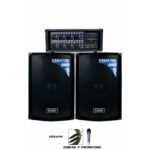 COMBO DE AMPLIFICADOR 8 CANALES CON USB, SD, BT, FM + 2 BOCINAS 15"