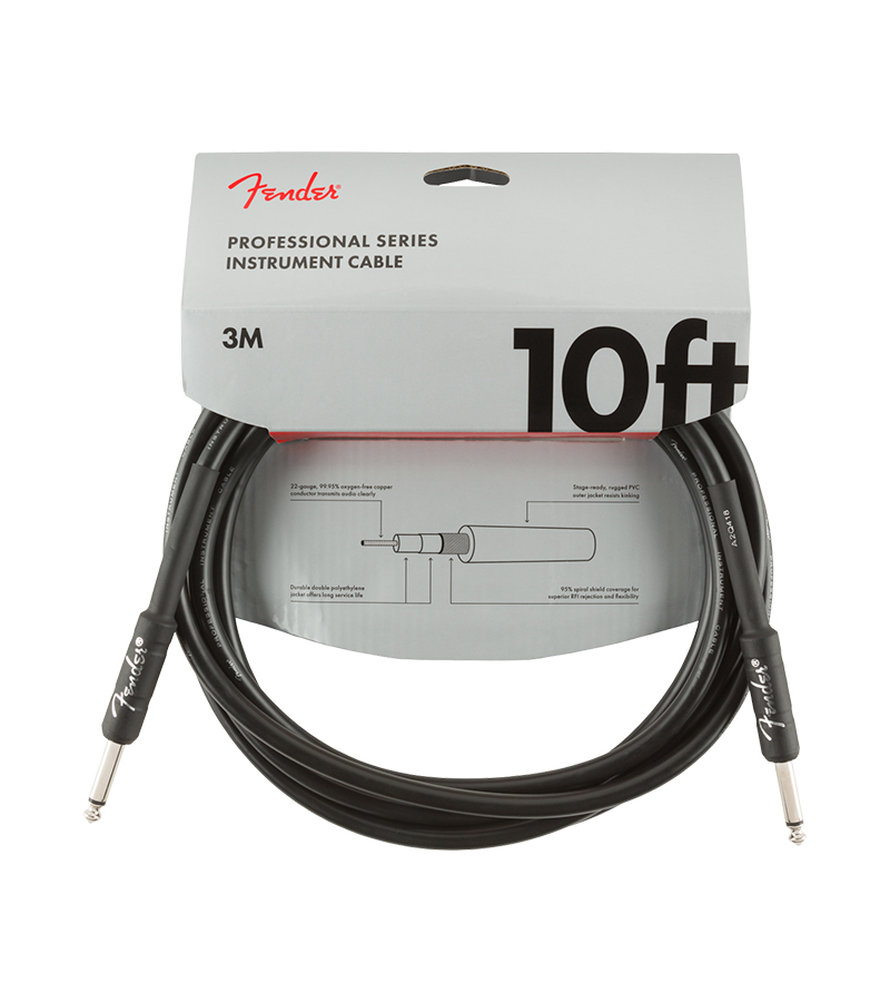 FE-0990820024 CABLE PARA INSTRUMENTO 1/4 A 1/4 10FT (NEGRO) - Imagen 1