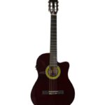 GUITARRA ELECTRO-ACUSTICA CON FORRO (ROJO VINO)