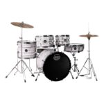 BATERIA ACUSTICA COMET CON CYMBAL Y SILLA (MARMOL BLANCO)